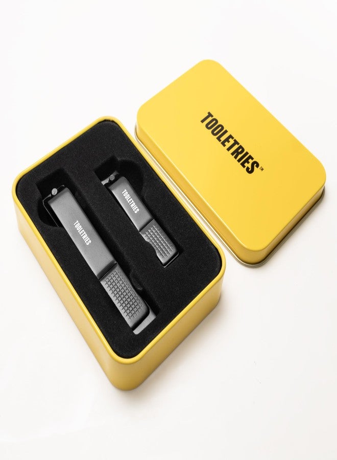 توليتريز مجموعة أدوات تقليم الأظافر - مقص أظافر من الفولاذ المقاوم للصدأ للرجال مع علبة معدنية، شفرات حادة لتقليم دقيق، تصميم مريح، متين - Image 5